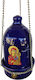 Vigilölampen Hängend Olivenöl Ton Keramik Panagia Herstellerfarbe Blau Maße 19x11 cm inklusive Kette 56 cm Länge