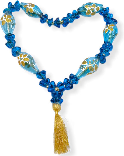 Turquoise Glass Bead Tabletop Decor with Blown Glass Beads ± 60cm