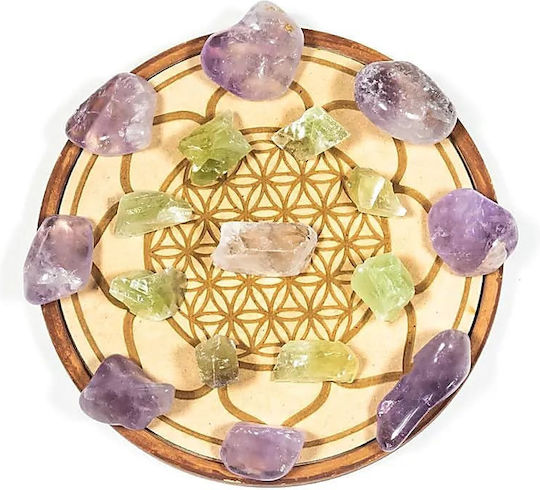Ενεργειακό Πλέγμα Κρυστάλλων Θεραπείας Wood Crystal Grid Healing 15,5cm