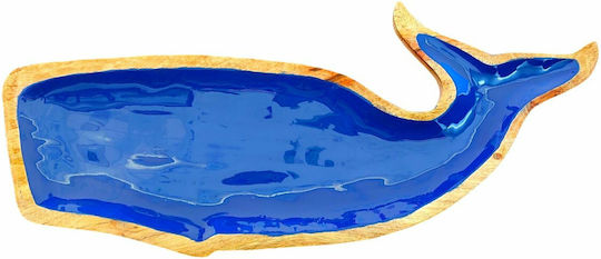 Handgemachte Hölzernes Dekorative Platte Verwendung Blau Wal 56x22cm