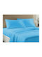 Set Double Plain Light Blue Bed Sheets Rubber Hugger Economy Carnation 185x200+23