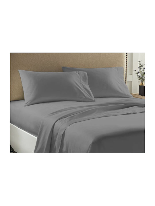 Single Bed Sheets Set Solid Gray Economy Rubber Hugger Carnation 110x200+23