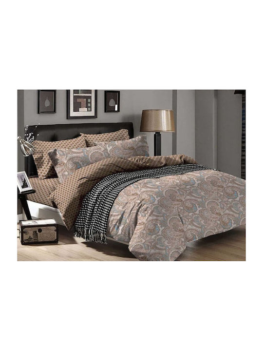 Giant Bed Sheets Set Beige Lahouri 100% Cotton Carnation 240x260