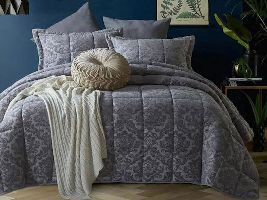 Одеяло За Спалня Голяма Сив Microsatin Jacquard Classic Гардения 220x240
