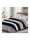 Thermal Duvet Cover Plush Shaggy Stripe Double Grey-Black 220x240 Qbl-146blgr