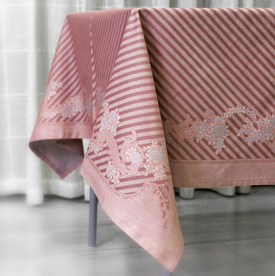 Decotelia Tischdecke Kariert 150x150 Rossabaroco Rosa-Grau Beidseitig