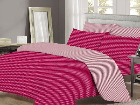 Set Duvet Cover Double Red Polka-Dot Striped Carnation 220x240
