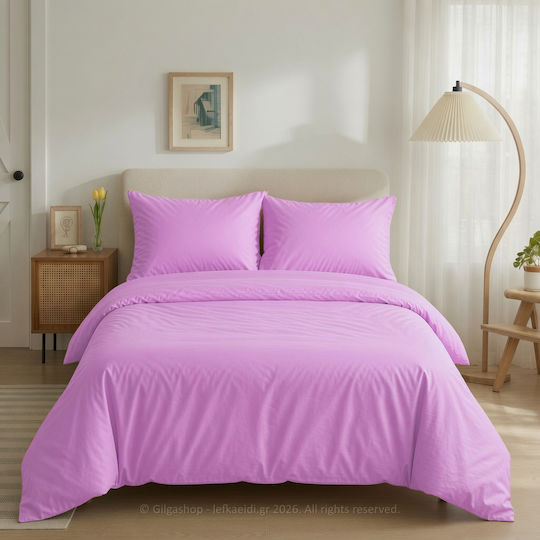Casa Colori Duvet Cover Double 100% Cotton 200x240 Lilac