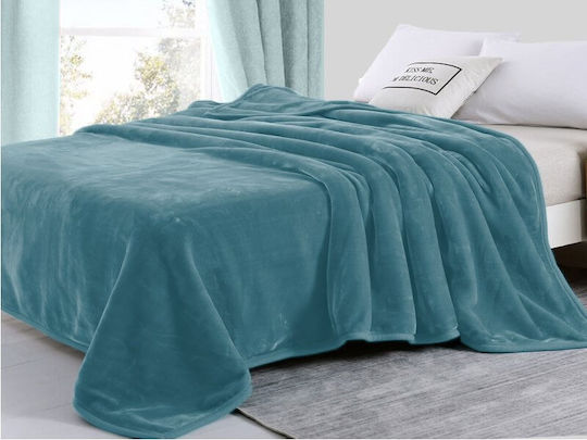 Κουβέρτα Γίγας Βελουτέ Πετρόλ Super Soft Γαρύφαλλο 260x240