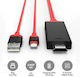 Cable HDMI male - Lightning male / USB-A male 2m Κόκκινο