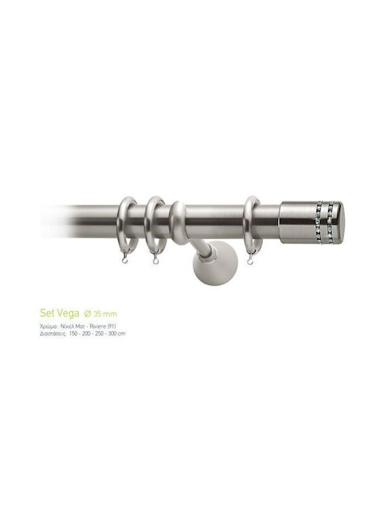 Vorhangstangen Viometale Set Vega Φ35 Nikel Matt 160cm Einzeln Set 160 cm