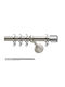 Curtain Pole Viometale Set Rita Φ25 Nickel Matt-Chrome Strass Square Ring 160cm Double Set by Rail 160 cm
