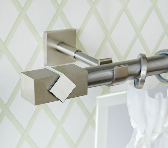Aslanis Caldera Metal Nickel Satin Curtain Pole 25mm Extendable Rail Oval 160cm