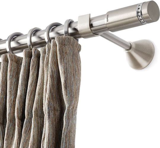 Aslanis Lemon Nickel Satin Extendable Curtain Pole with Rail Oval 160cm