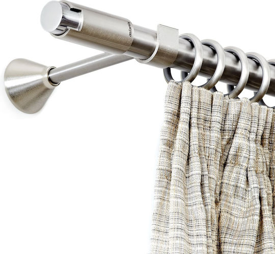 Aslanis Mocha Nickel Satin Extendable Curtain Pole with Rail Oval 160cm