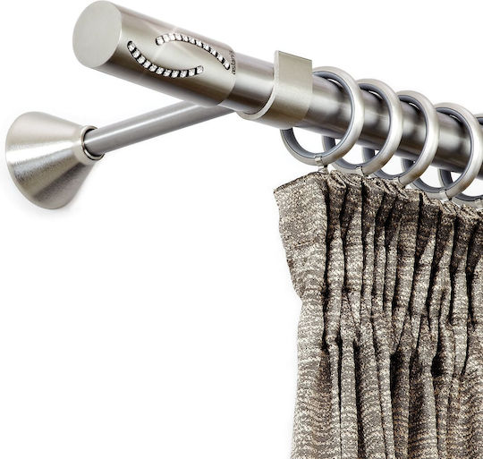 Aslanis Vanilia Nickel Satin Curtain Pole 25mm Oval Extendable Rail 160cm