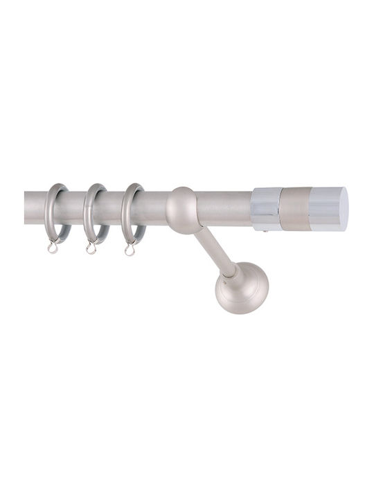 Curtain Pole F.25 Frans Nickel Satin Silver Length 1.60 Diva Oval Railway