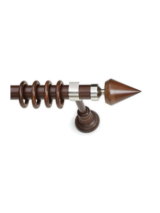 Wooden Curtain Pole Φ35 Linda Walnut-Nickel Anartisi 1.60m