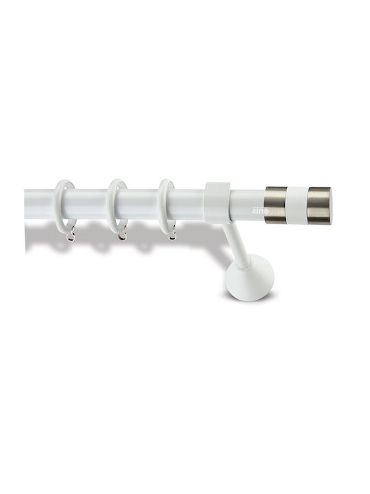 Metallic Curtain Pole Enis Monika White 160cm Double Rod Diameter 20