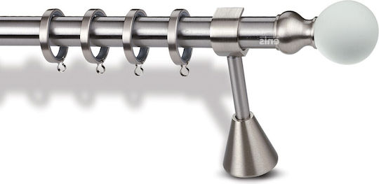 Κουρτινόξυλο Μεταλλικό Φ35 Enis Λευκό Μουράνο Νίκελ Ματ 160cm