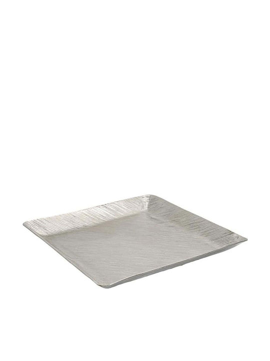 Fylliana Metallic Decorative Platter Gray 29x29x3cm