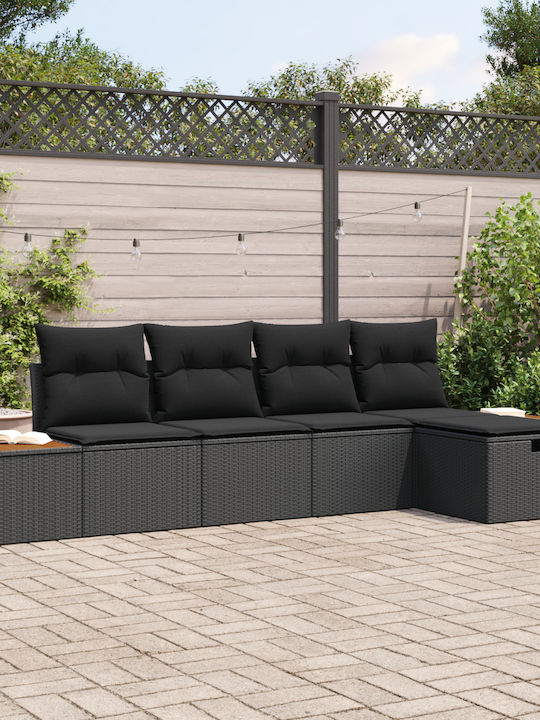 Corner Sofa Outdoor Rattan with Pillows 55x62x69cm