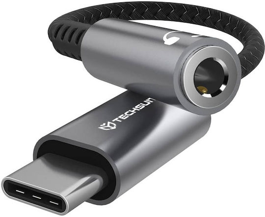 Techsuit Редовна USB 2.0 Кабел USB-C мъжки - 3,5 мм женски Сив 0.1м