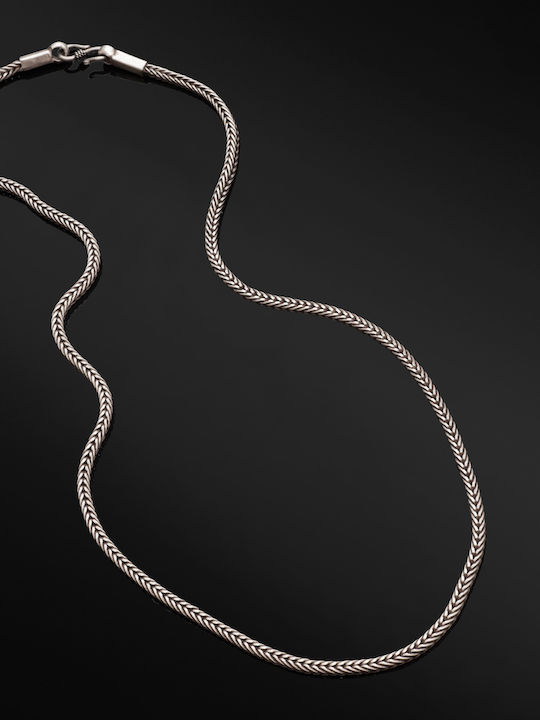 Aλυσίδα Λαιμού 990 Ασήμι Χειροποίητη Μασίφ 2mm 50cm Tribute 0030013004