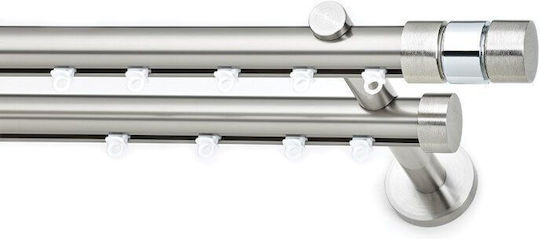 Curtain Track Two-Way Anartisi Ilios S1 Φ25mm Polished Inox Double 200 Cm