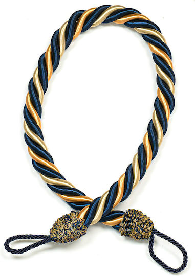 Διακοσμητικό Δέσιμο Κουρτίνας Rayon 5*4cm Τελειώματα Θυλάκια Υψος 95cm Μπεζ Μπλε