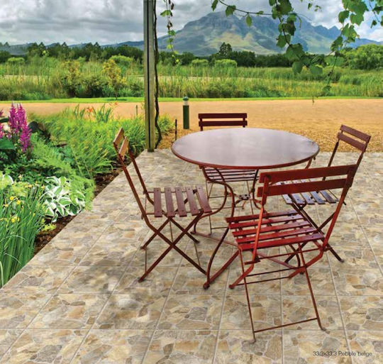 Pebble Bej 33.3x33.3 Porțelan Piesă Ceramică Tip Piatră Pentru Montaj În Aer Liber