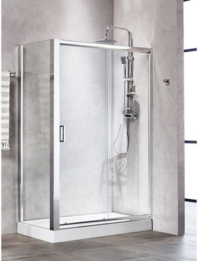 Sanitec Ap90 Tür für Dusche Eckig 1 Festes Seitenteil & 1 Schiebefläche 90x180cm