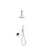 Excel Minimal Built-In Set Rose Gold 2 Exits Mixer Hand Shower & Ceiling Shower Head