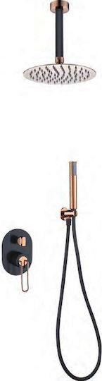 Excel Mona Built-In Mixer Set 2 Exits Rose Gold Shower Telephone & Ceiling Shower Head
