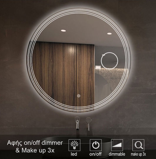 Mysmartmirror Огледало Touch On Off Dimmer Ф60 Осветено Make Up 3x