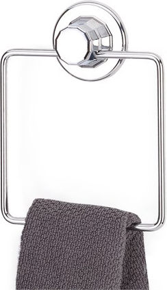 Tekno-tel Square Bathroom Towel Rack 16x4x16cm Thickness Ø7mm Load Capacity 12kg Chrome-Plated Steel Extra Strong Suction Cup