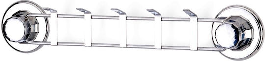 Tekno-tel Κρεμάστρα Μπάνιου 5 Θέσεις 29x4x6cm Πάχος 7mm Αντοχή 12kg Επιχρωμιωμένο Ατσάλι Βεντούζα Extra Strong