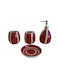 Set Ceramic De Accesorii Pentru Baie Cu 4 Piese Dimensiuni Săpunieră 12x6cm Pahar 6x10cm Suport Pahar 6x10cm Dispenser 6x18cm