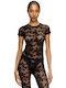 Damen Bluse Kurzärmelig Black