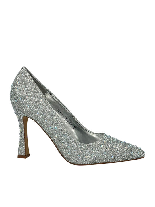 Ciaodea Synthetic Leather Pointed Toe Silver Hi...