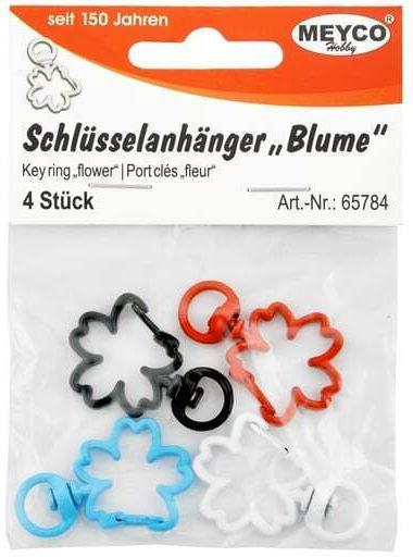 Metallic Colored Flower Rings Keys Set 4 Pieces
