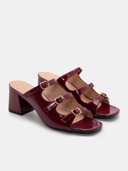 Luigi Mules with Heel in Burgundy Color