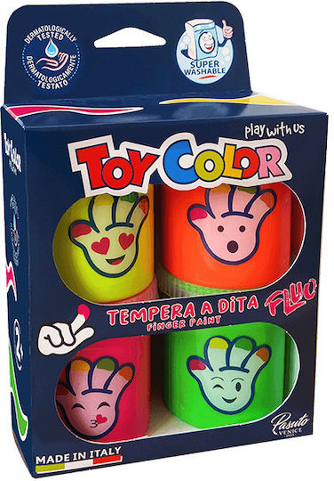 Spielzeugfarben Δακτυλομπογιές Super Washable 2+ Papier Blister 4 Farben 80ml Kids Neon