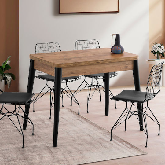 Dolunay Κουζίνας Επεκτεινόμενο Atlantic Pine - Μαύρο 100+20x60x79.5εκ.