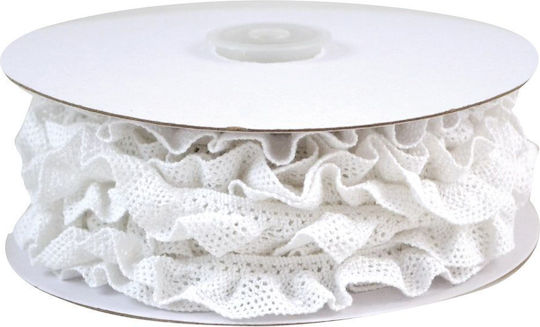 Κορδέλα 9μ Elastic Lace Ribbon 20χιλ Λευκό