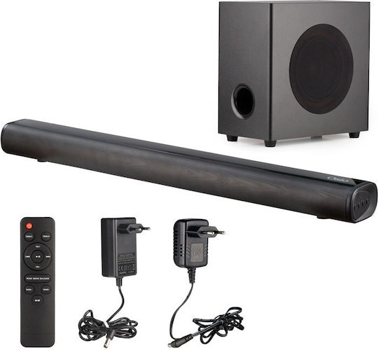 Osio OSBT-9060 Soundbar 2.0 Bluetooth και HDMI 15W με Ασύρματο Subwoofer και Τηλεχειριστήριο Μαύρο