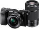 Sony A6100A Mirrorless Cameră Kit (E PZ 16-50mm F3.5-5.6 OSS + E 55-210mm F4.5-6.3 OSS) Neagră