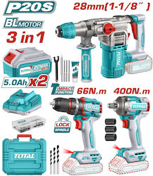 Total TCKLI20638E Set Scule Cu Acumulator Mașină De Găurit Șurubelniță Cu Impact Și Ciocanul