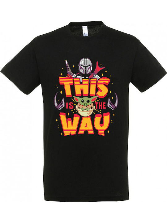Ανδρικό Μπλουζάκι Stedman Μαύρο Σχέδιο Star Wars Mandalorian This Is Way Dp3692