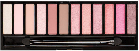 Oulisi Shimmer Eye Shadows Palette 12 Colours Double Application Brush 84g By La Meila #1-Grapefruit
